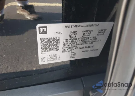 2025 Cadillac Escalade Sport Platinum z USA, uszkodzony, nr VIN 1GYS8GRL2SR314698